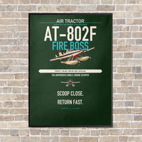 Thumbnail for Air Tractor AT-802F Fire Boss vertical canvas print - framed - dark green background