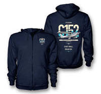 Thumbnail for Cessna 152 design on navy blue premium zipped hoodie, double-side print