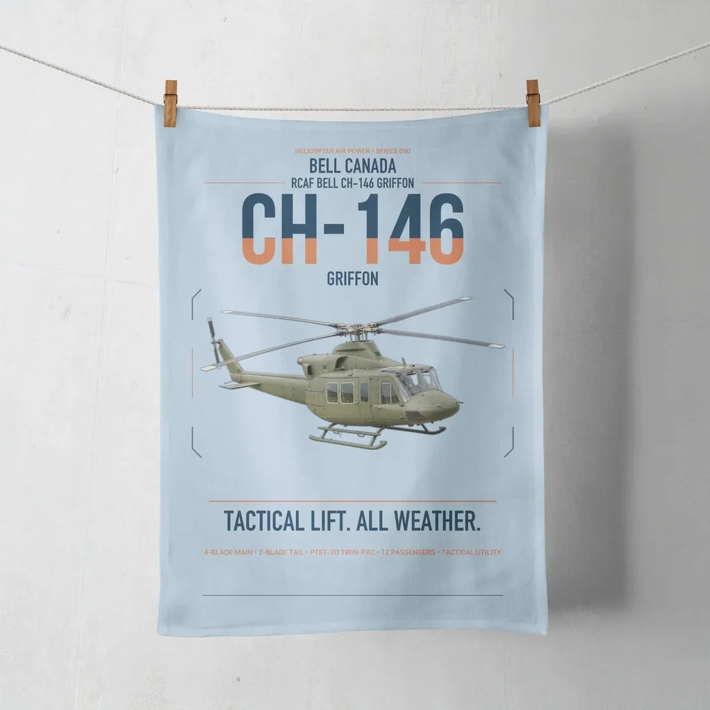 Bell Canada CH-146 Griffon design on light blue towel