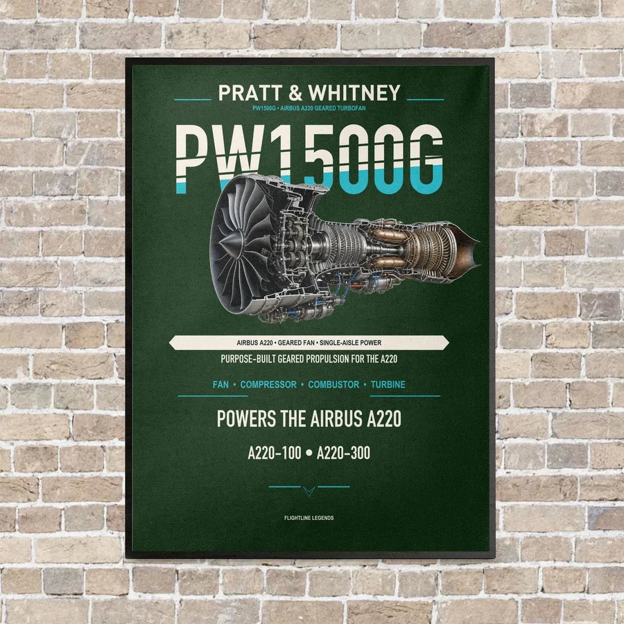 PW1500G vertical canvas print - framed - dark green background