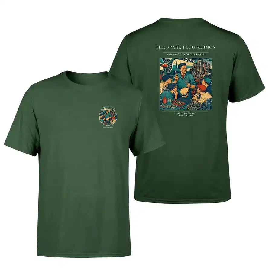 VINTAGE G4264 - The Spark Plug Sermon - Double-Side T-Shirt design on darkgreen double side t shirt