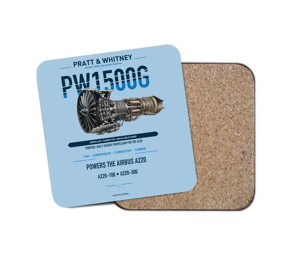 PW1500G design on light blue 1 piece coaster
