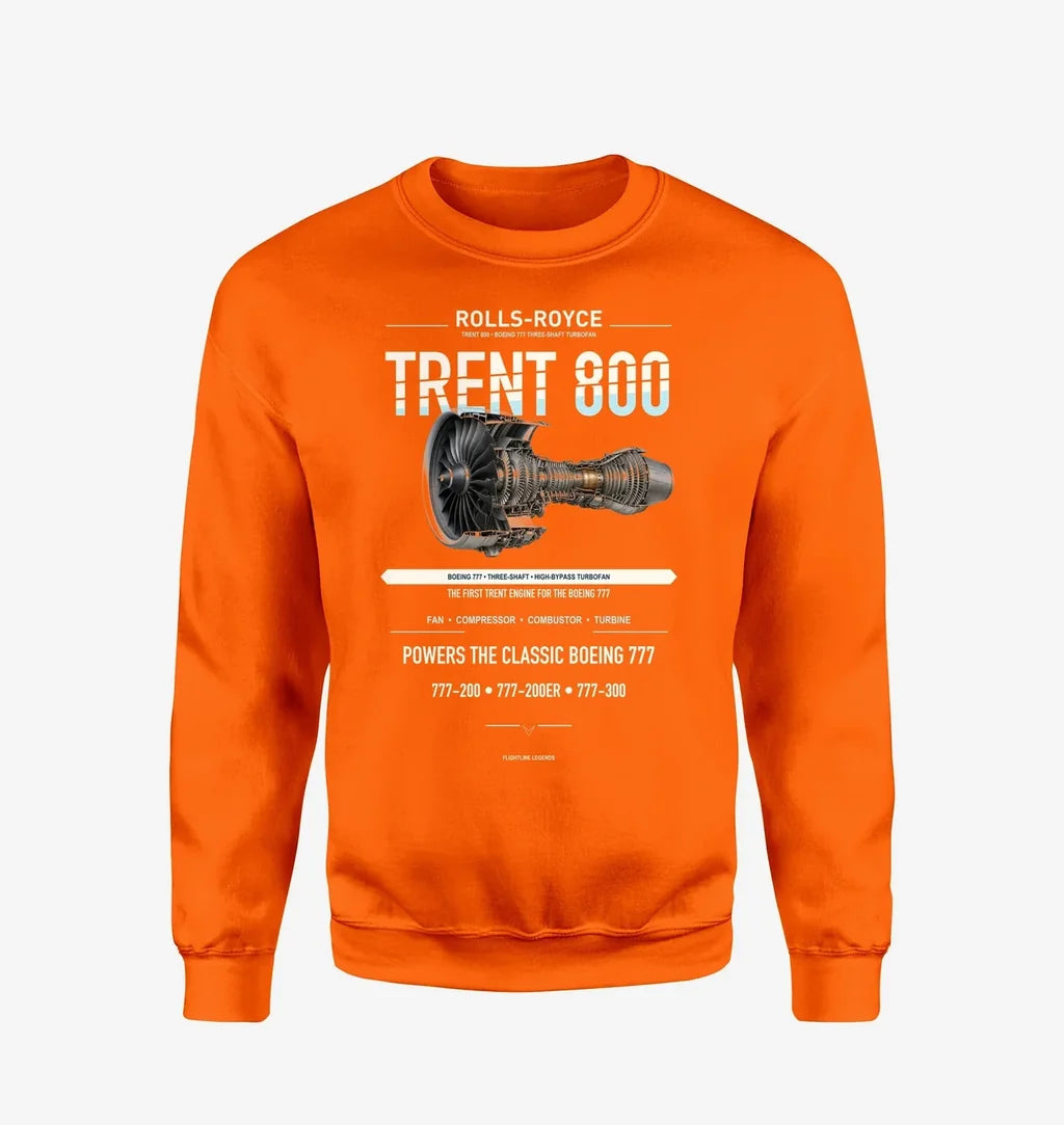 TRENT 800 design on orange sweatshirt