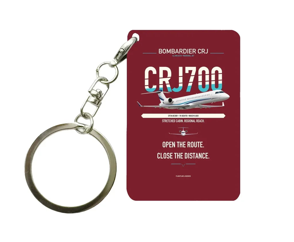 CRJ700 Key Chain design on dark red key chain