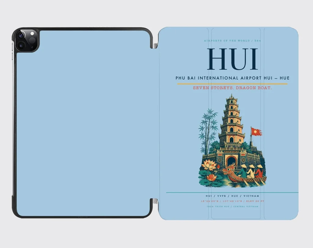 Phu Bai International Airport (HUI) design on light blue ipad tablet case