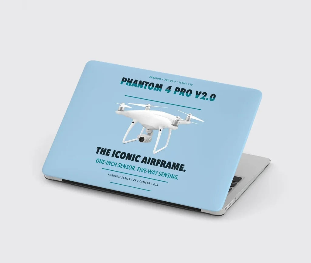 DJI Phantom 4 Pro V2.0 design on light blue MacBook case