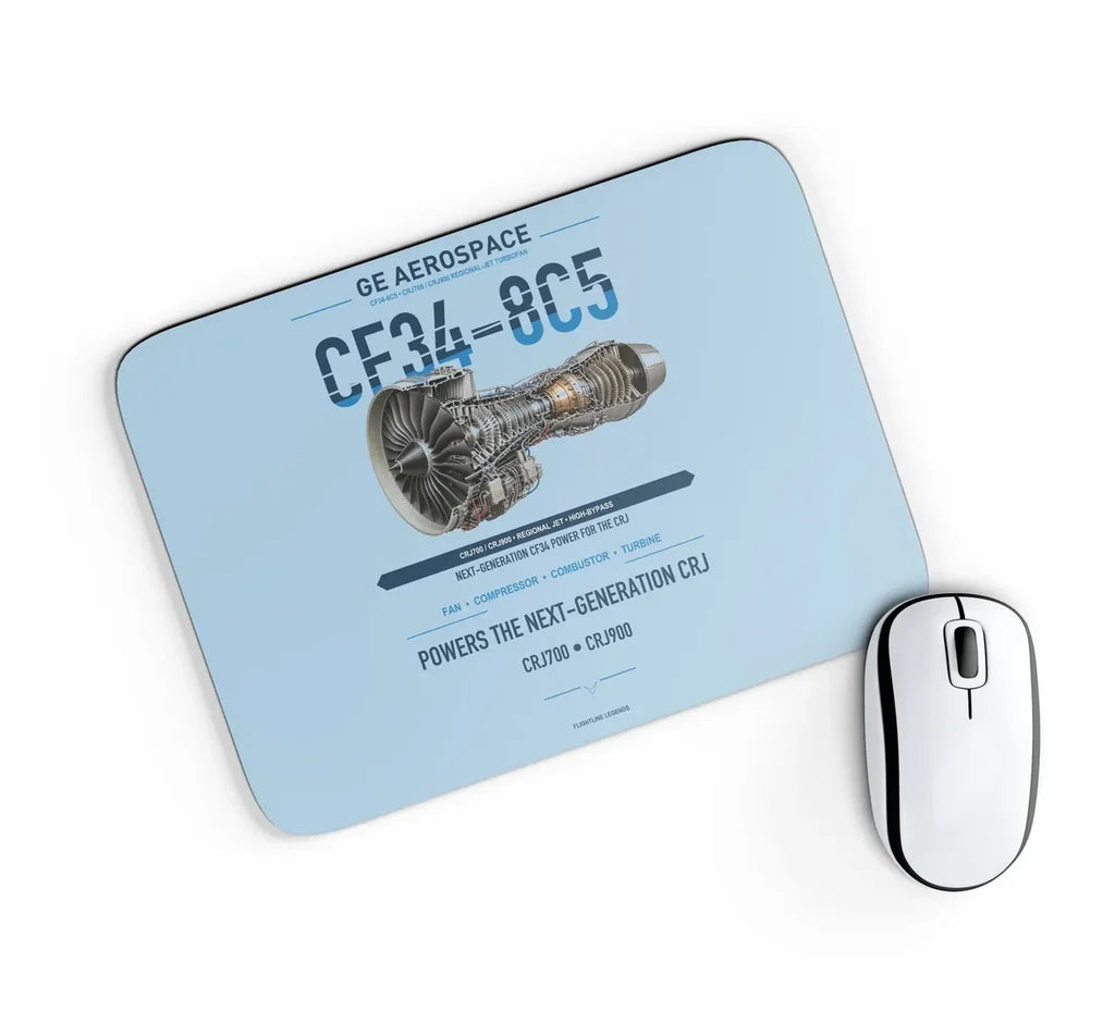 CF34-8C5 design on light blue rectangle mouse pad