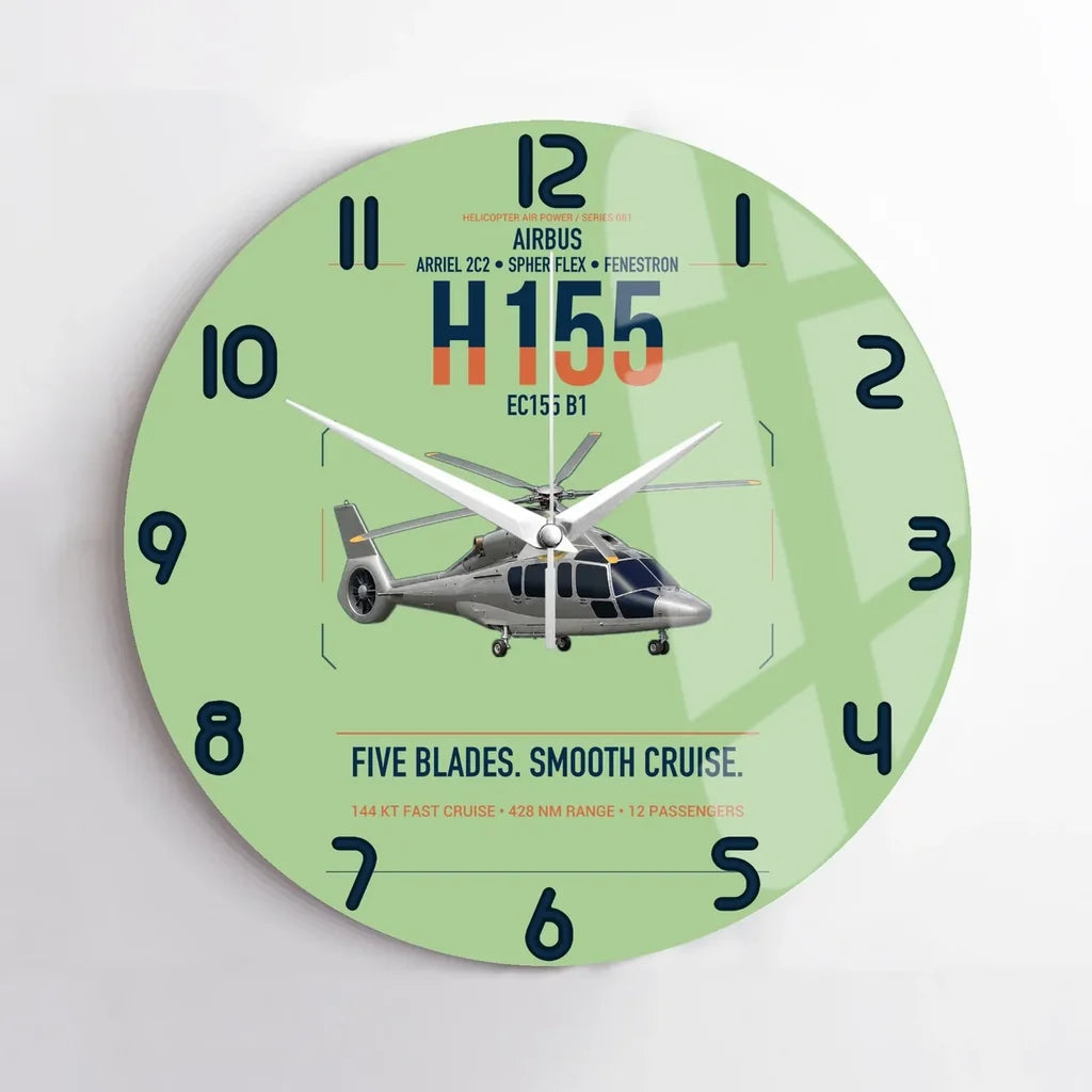 Airbus H155 EC155 B1 design on light green no frame wall clock