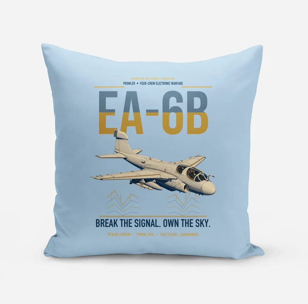 EA-6B Prowler design on light blue pillow