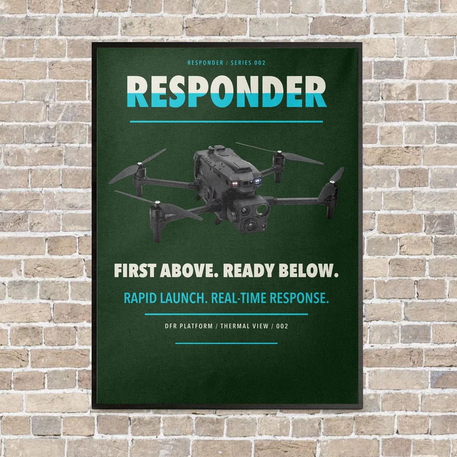 BRINC Responder vertical canvas print - framed - dark green background