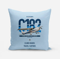 Thumbnail for Cessna 182 Skylane design on light blue pillow