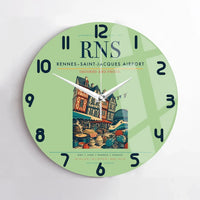 Thumbnail for Rennes–Saint-Jacques Airport (RNS) design on light green no frame wall clock