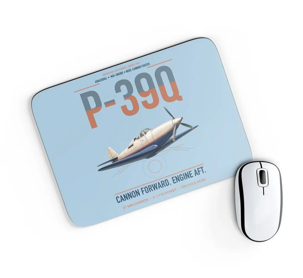 P-39Q Airacobra design on light blue rectangle mouse pad