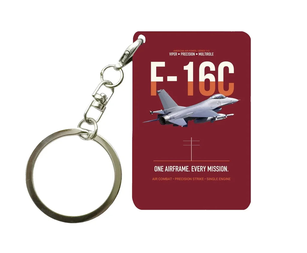 F-16C FIGHTING FALCON Key Chain design on dark red key chain