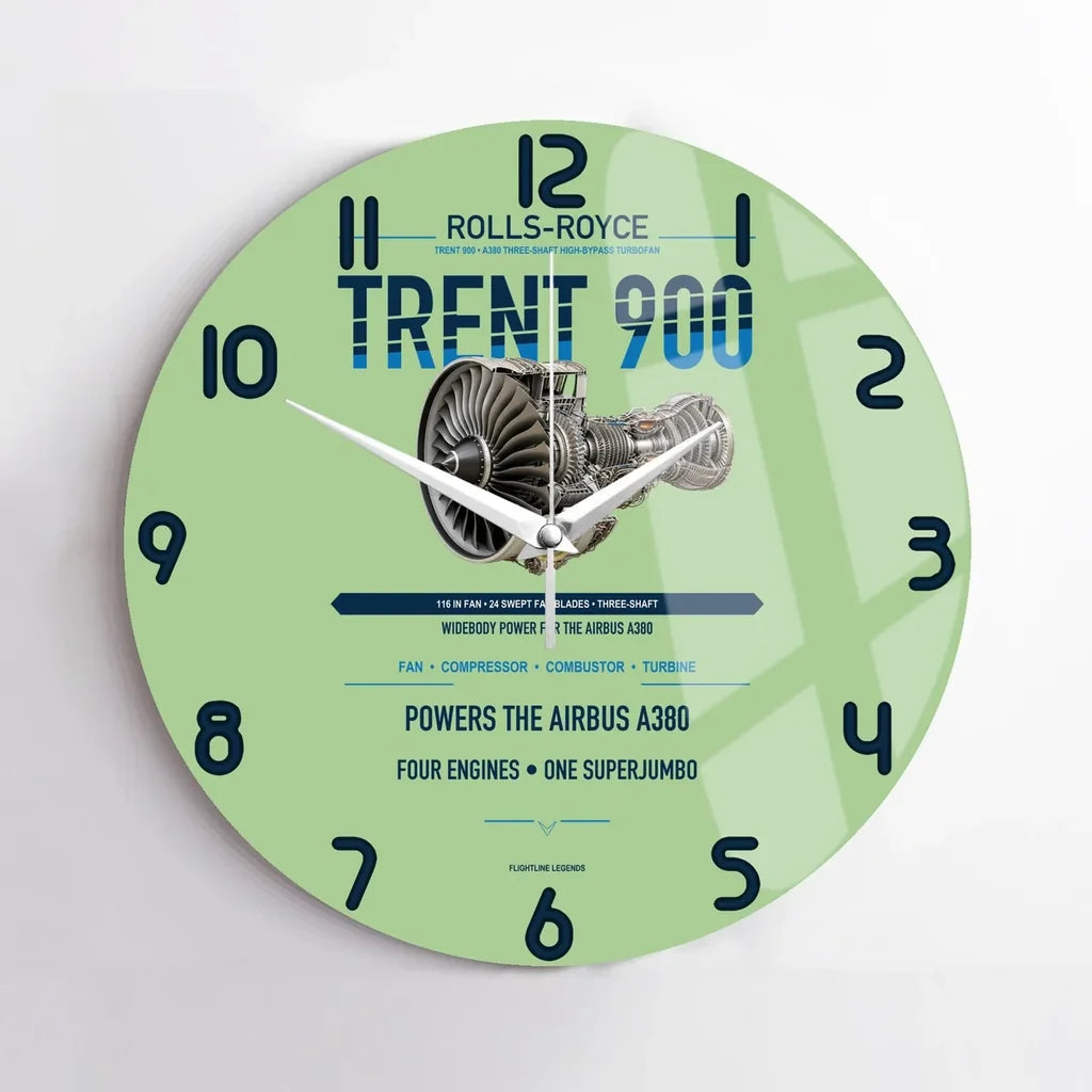 TRENT 900 design on light green no frame wall clock