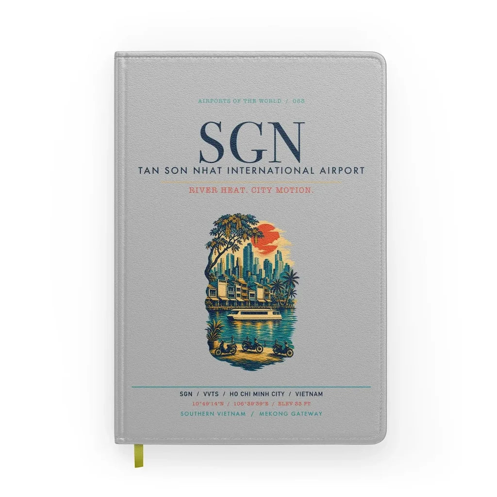 Tan Son Nhat International Airport Ho Chi Minh City (SGN) design on light gray notebook