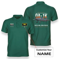 Thumbnail for OA-1K SKYRAIDER II design on green polo with custom name badge
