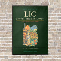 Thumbnail for Limoges – Bellegarde Airport LIG vertical canvas print - framed - dark green background