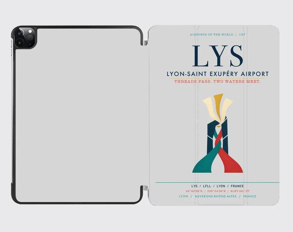 Lyon-Saint Exupéry Airport (LYS) design on light gray ipad tablet case