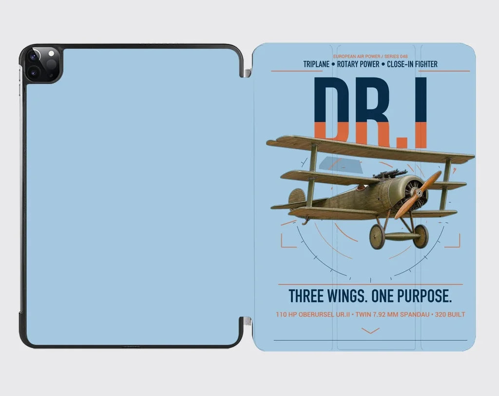 Fokker Dr.I design on light blue ipad tablet case