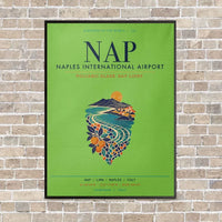 Thumbnail for Naples International Airport NAP vertical canvas print - framed - light green background