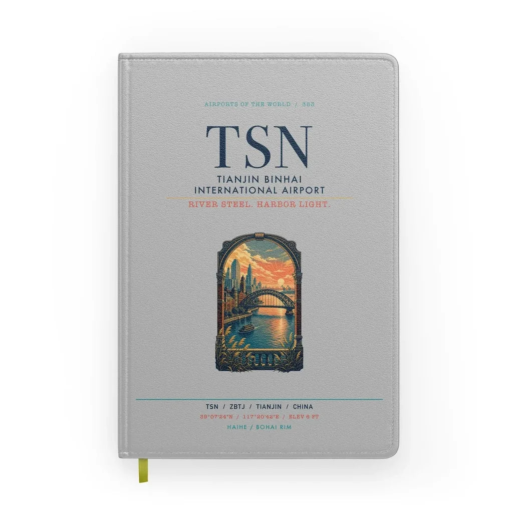 Tianjin Binhai International Airport (TSN) design on light gray notebook