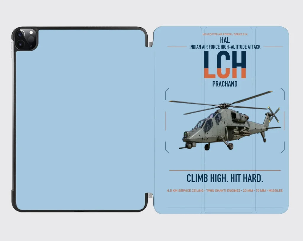 HAL LCH Prachand design on light blue ipad tablet case