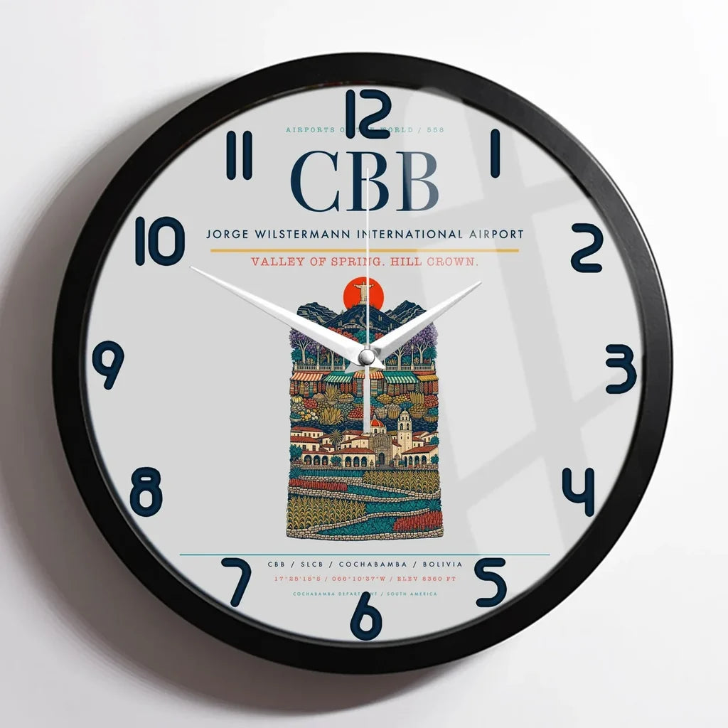 Jorge Wilstermann International Airport CBB Wall-Clock Framed - Light Gray