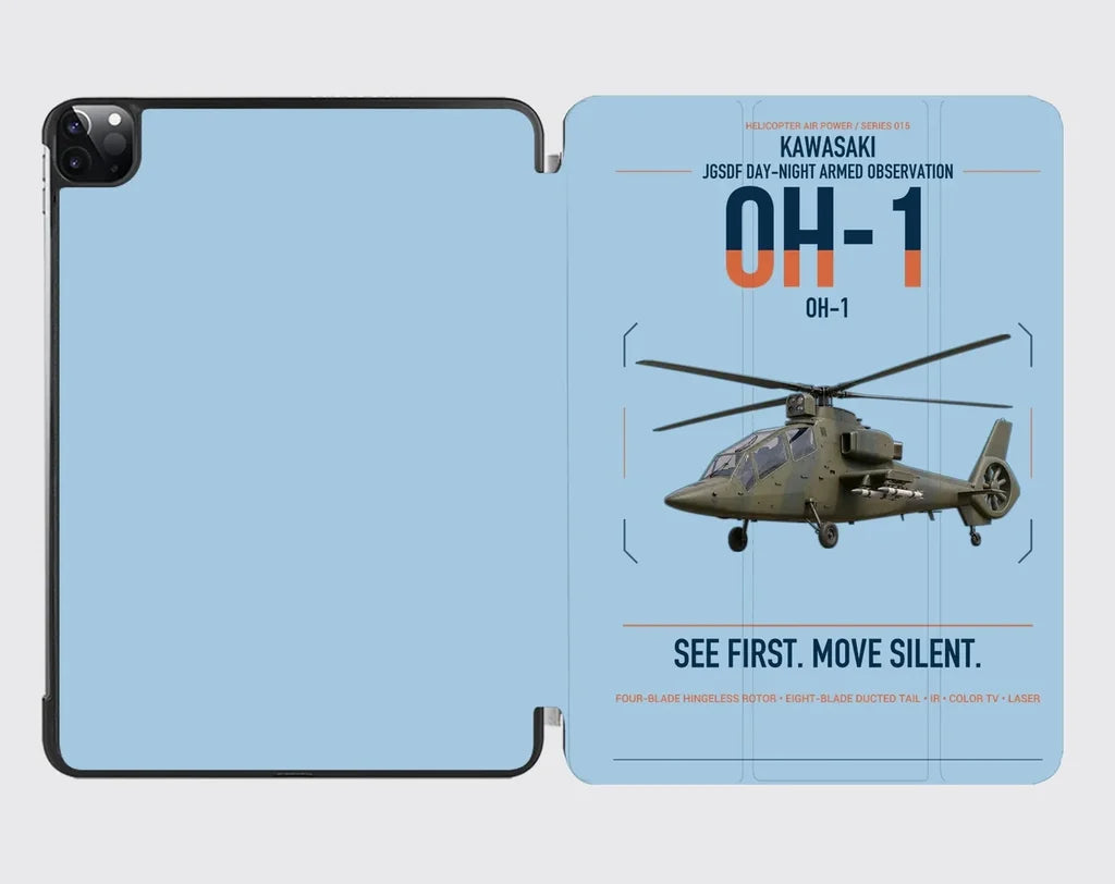 Kawasaki OH-1 design on light blue ipad tablet case