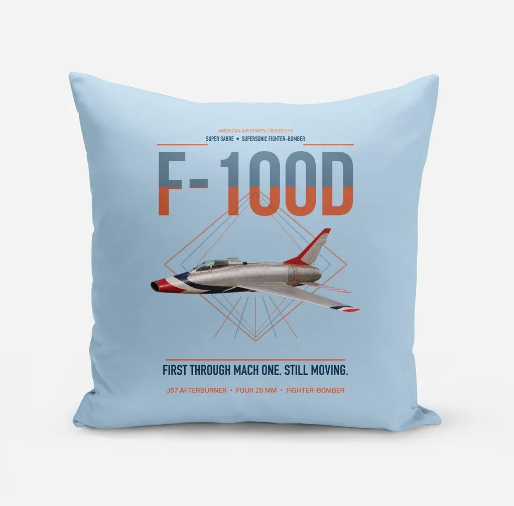 F-100D Super Sabre design on light blue pillow