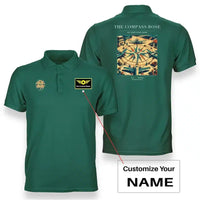 Thumbnail for VINTAGE G4139 - The Compass Rose - Double-Side Polo T-Shirt design on green+name