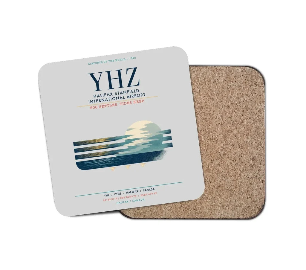 Halifax Stanfield International Airport (YHZ) design on light gray 1 piece coaster
