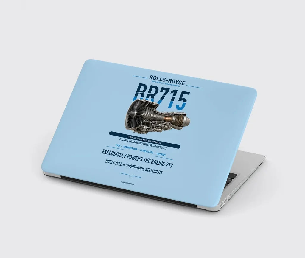 BR715 design on light blue MacBook case