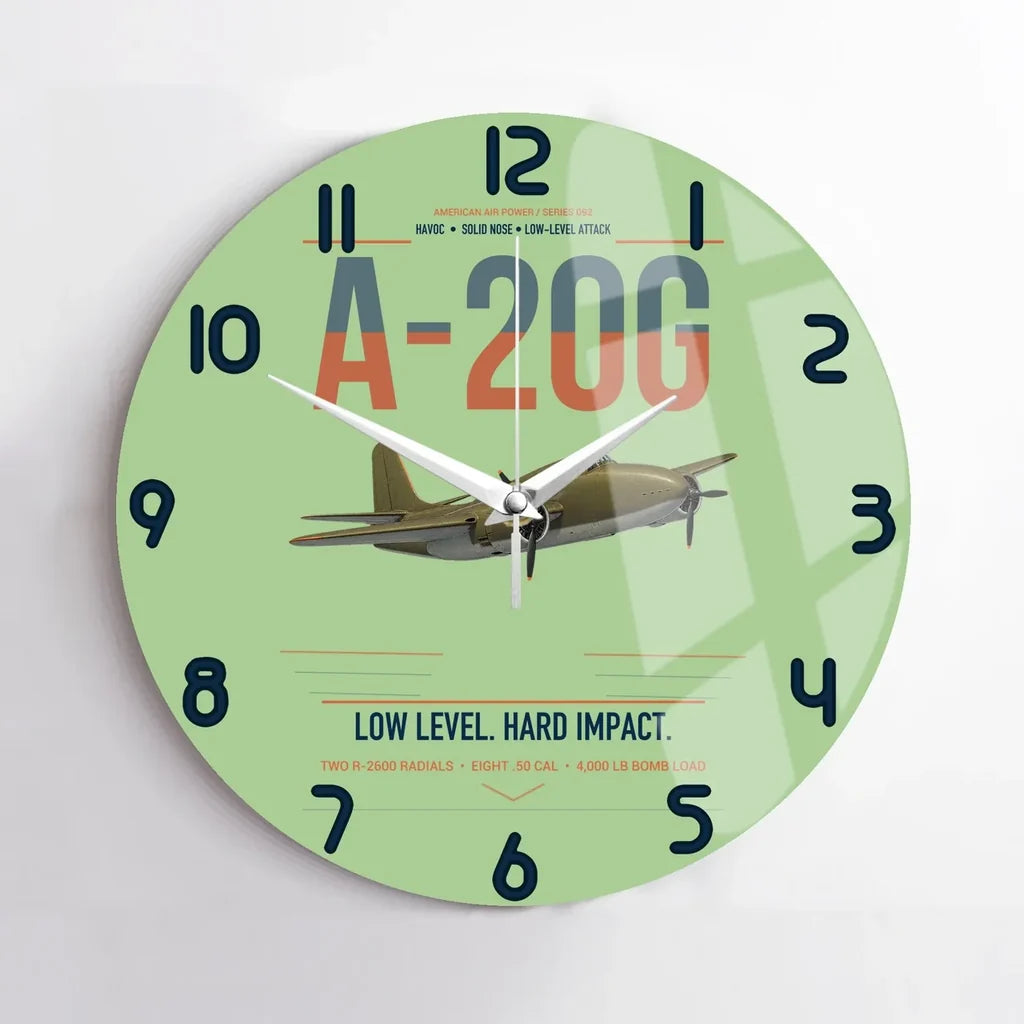 A-20G Havoc design on light green no frame wall clock