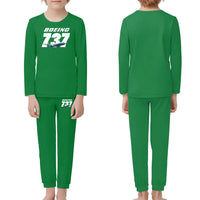 Thumbnail for Super Boeing 737+Text children pajamas - Green