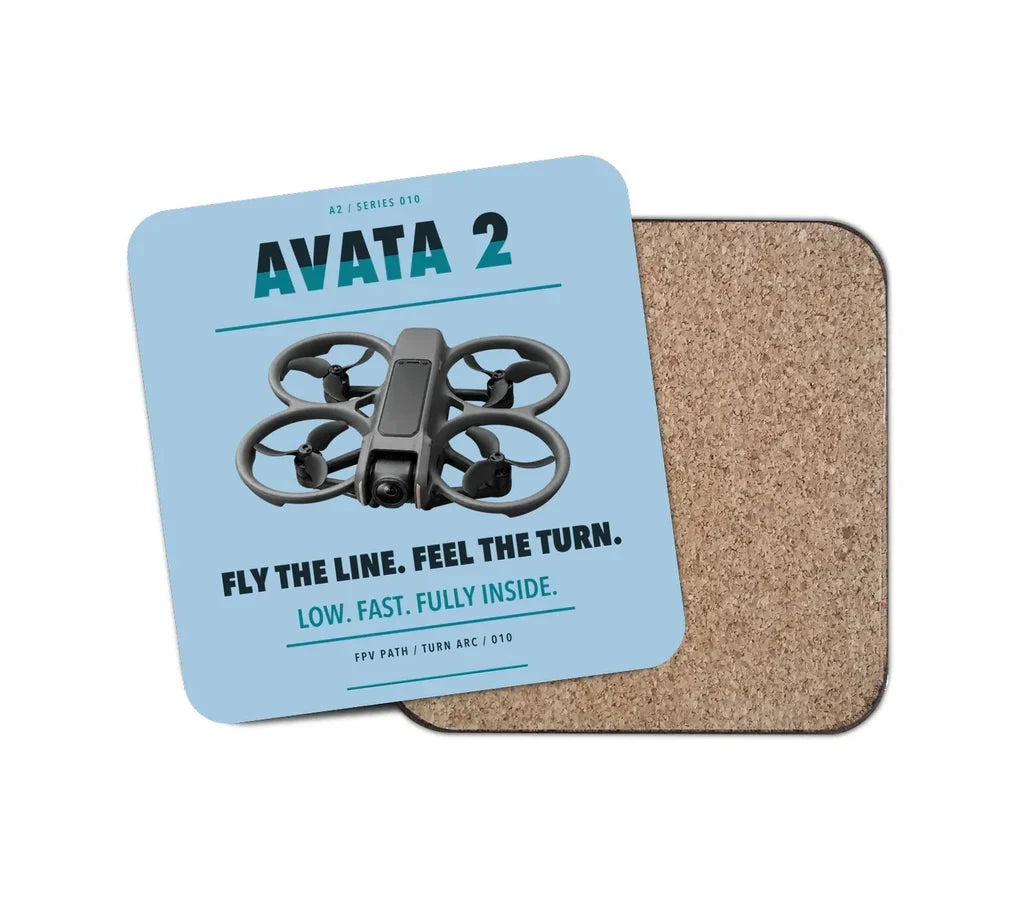 DJI Avata 2 design on light blue 1 piece coaster