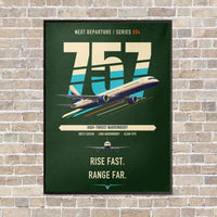 Thumbnail for Boeing 757-200 vertical canvas print - framed - dark green background