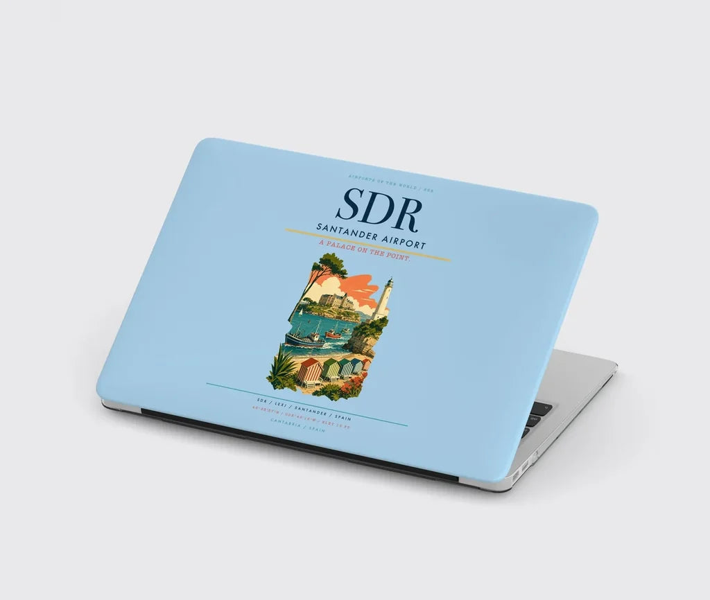 Santander Airport (SDR) design on light blue MacBook case