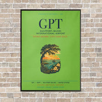 Thumbnail for Gulfport–Biloxi International Airport GPT vertical canvas print - framed - light green background