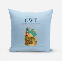 Thumbnail for Westerland Sylt Airport (GWT) design on light blue pillow