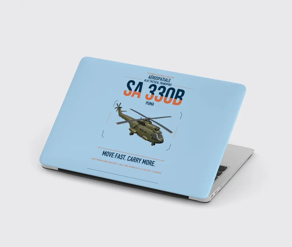 Aérospatiale SA 330B Puma design on light blue MacBook case