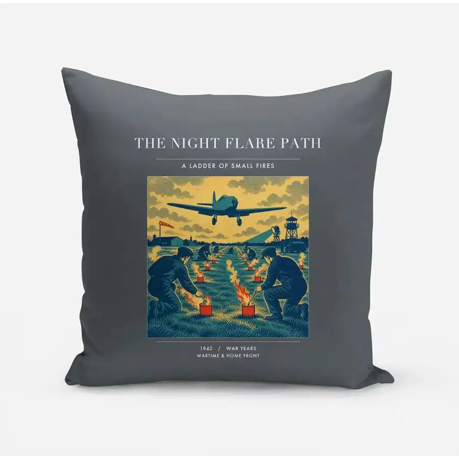 VINTAGE G4525 - The Night Flare Path - Designed Pillows design on gray