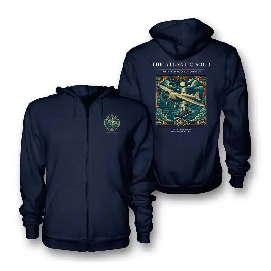 VINTAGE G4018 - The Atlantic Solo - Premium Zipped Hoodie design on navyblue