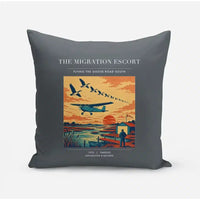 Thumbnail for VINTAGE G4448 - The Migration Escort - Designed Pillows design on gray