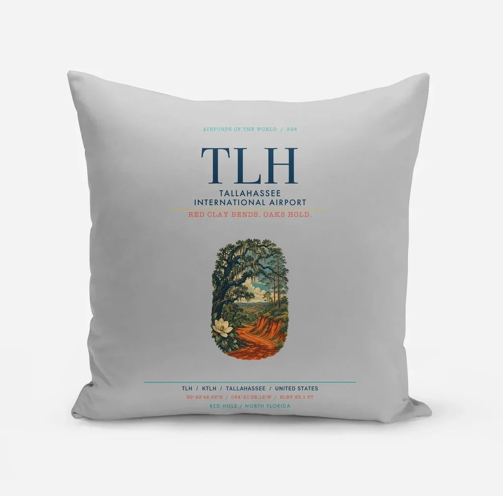 Tallahassee International Airport (TLH) design on light gray pillow