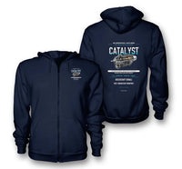 Thumbnail for CATALYST design on navy blue zipped hoodie