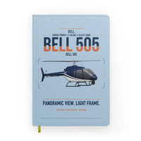 Thumbnail for Bell 505 design on light blue notebook