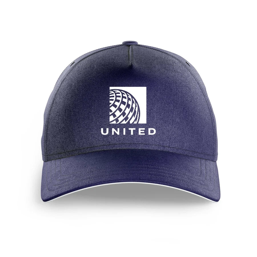 United Airlines logo printed on dark blue cap