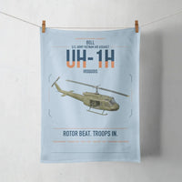 Thumbnail for Bell UH-1H Iroquois design on light blue towel