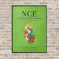 Thumbnail for Nice Côte d’Azur Airport NCE vertical canvas print - framed - light green background